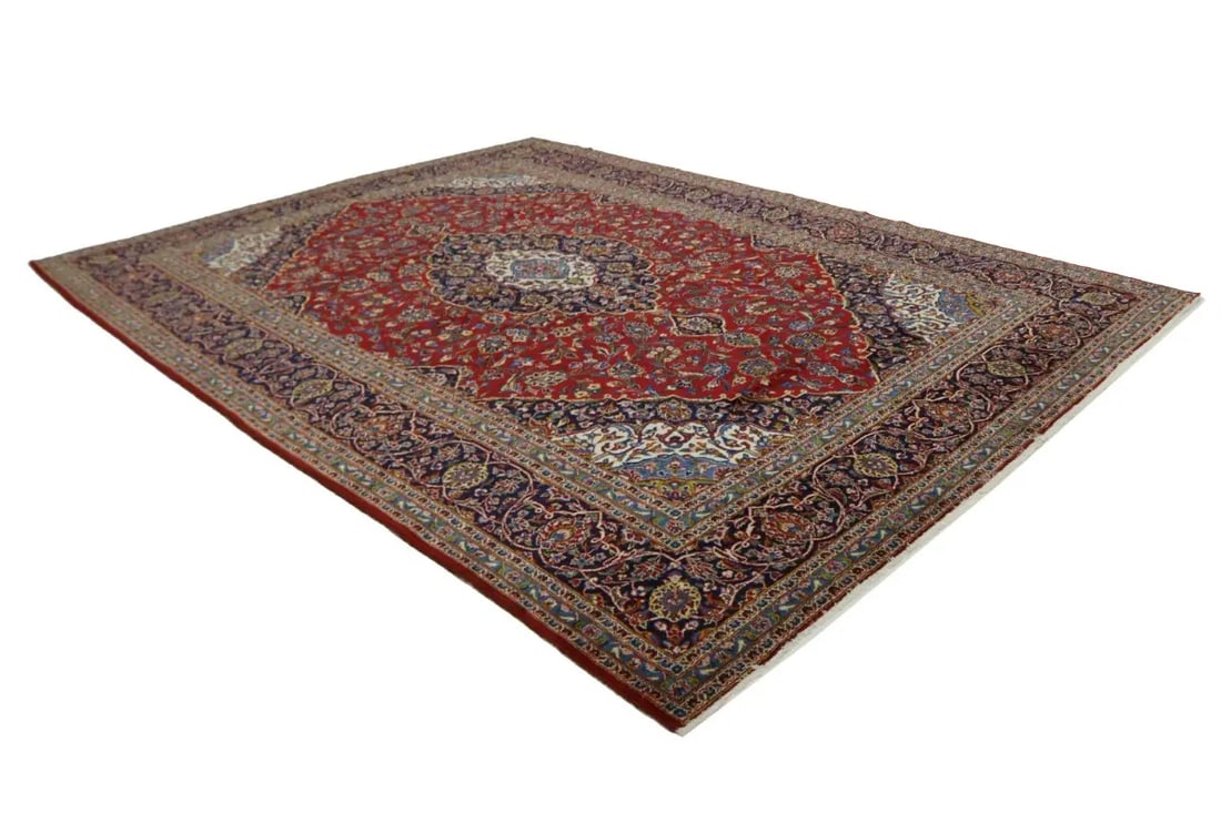 Vintage Red Traditional 10X13 Kashan Persian Rug - 5