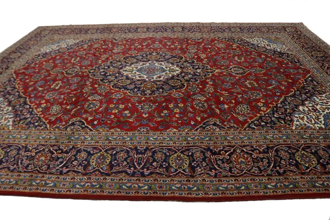 Vintage Red Traditional 10X13 Kashan Persian Rug - 6