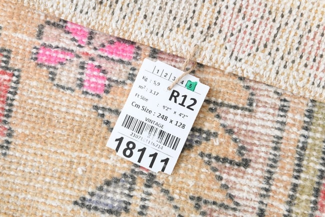 4'2'' x 8'1'' Turkish Vintage Runner Rug - 18111 - 17