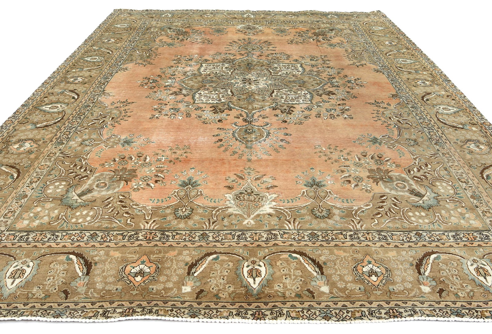 Semi Antique Muted Floral 10X12 Distressed Vintage Oriental Rug - 3
