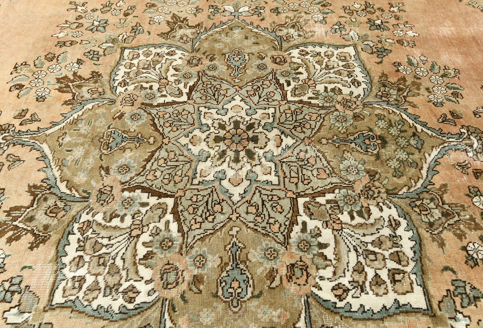 Semi Antique Muted Floral 10X12 Distressed Vintage Oriental Rug - 6