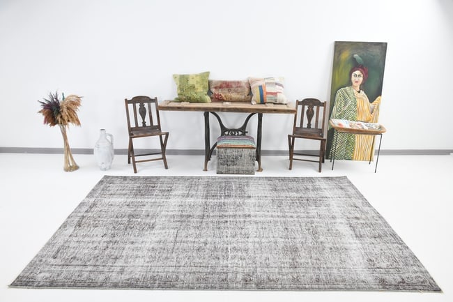 5'11'' x 9'4'' Handmade Vintage Wool Rug - 4007 - 2