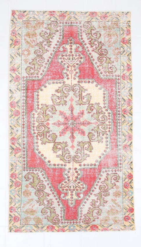 4'3'' x 7'7'' Handmade Vintage Wool Rug - 23024: Title: 4'3'' x 7'7'' Handmade Vintage Wool Rug - 23024 Description:4'3'' x 7'7'' Handmade Vintage Wool Rug - 23024 Origin:Turkiye Date/Period:1960-90 Materials:Wool,Cotton Dimension:4'3''x7'7'' ft, 13