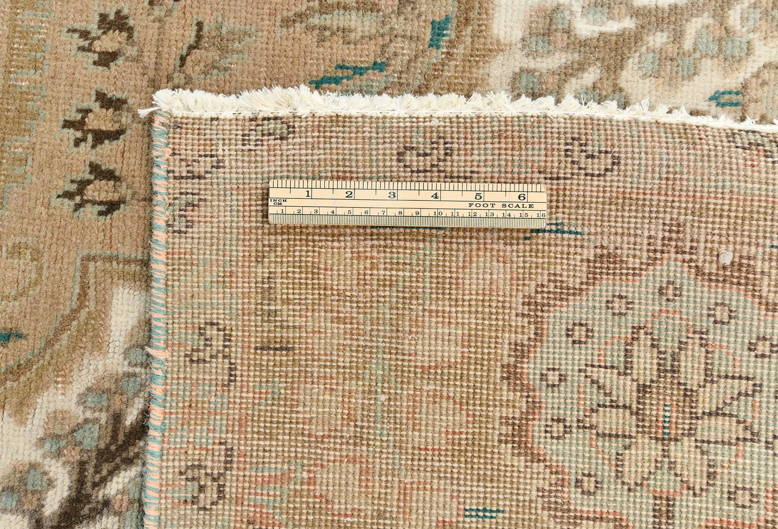 Antique Muted Tan Floral 10X13 Distressed Vintage Oriental Rug - 12