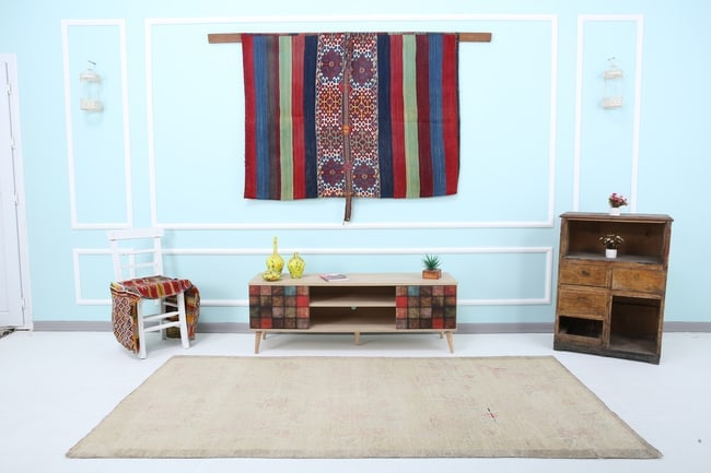 4'2'' x 8'3'' Unique Handmade Vintage Rug - 18752 - 2