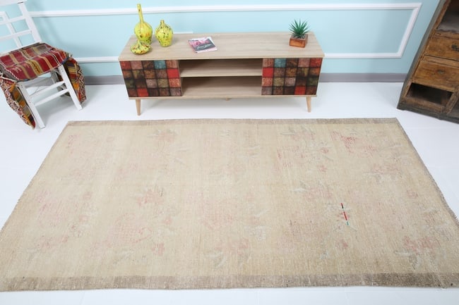 4'2'' x 8'3'' Unique Handmade Vintage Rug - 18752 - 3