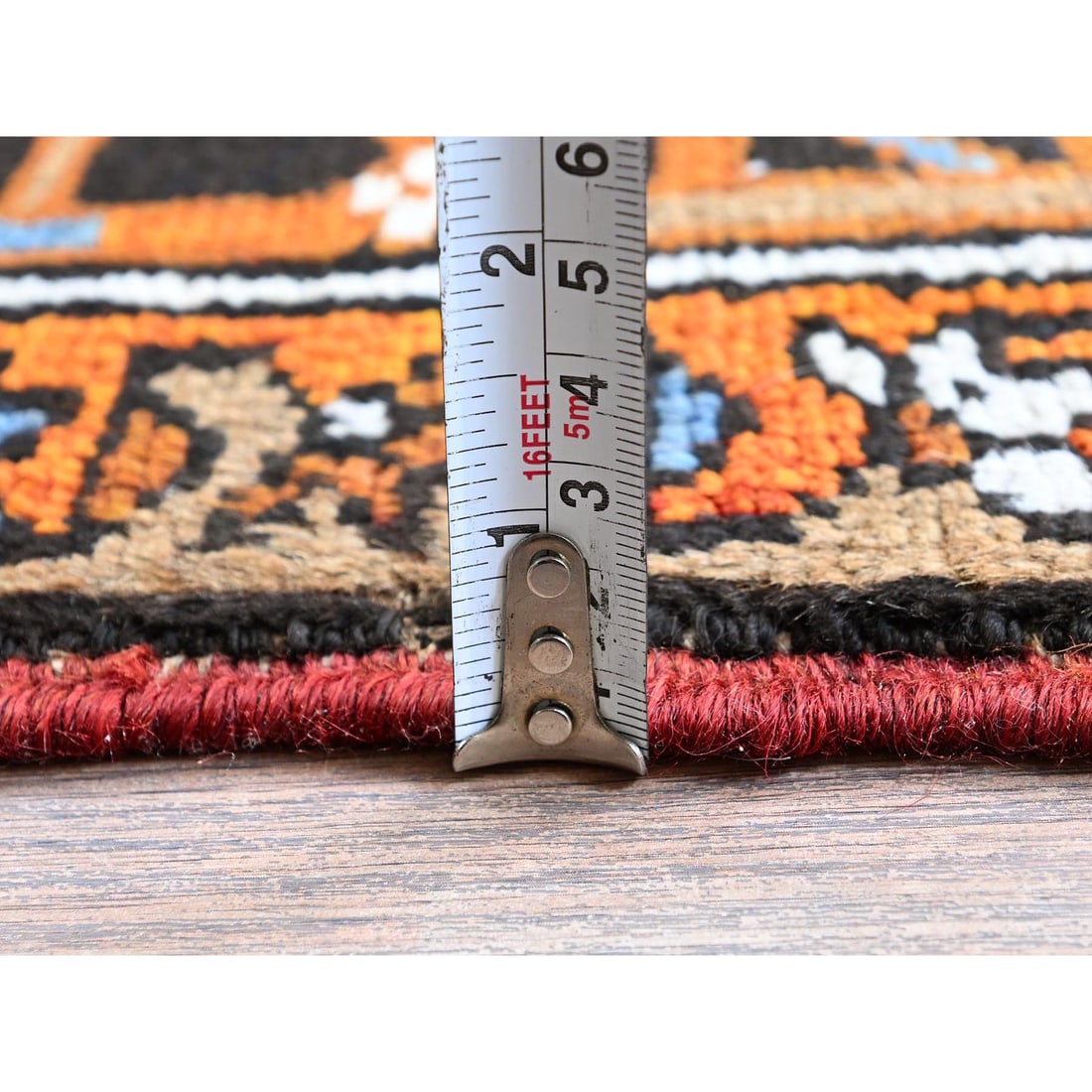 Orange Vintage Persian Heriz Medallion Design Hand Knotted Wool Rug - 10