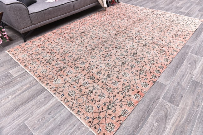6'7'' x 9'10'' Handmade Vintage Wool Rug - 244761 - 2
