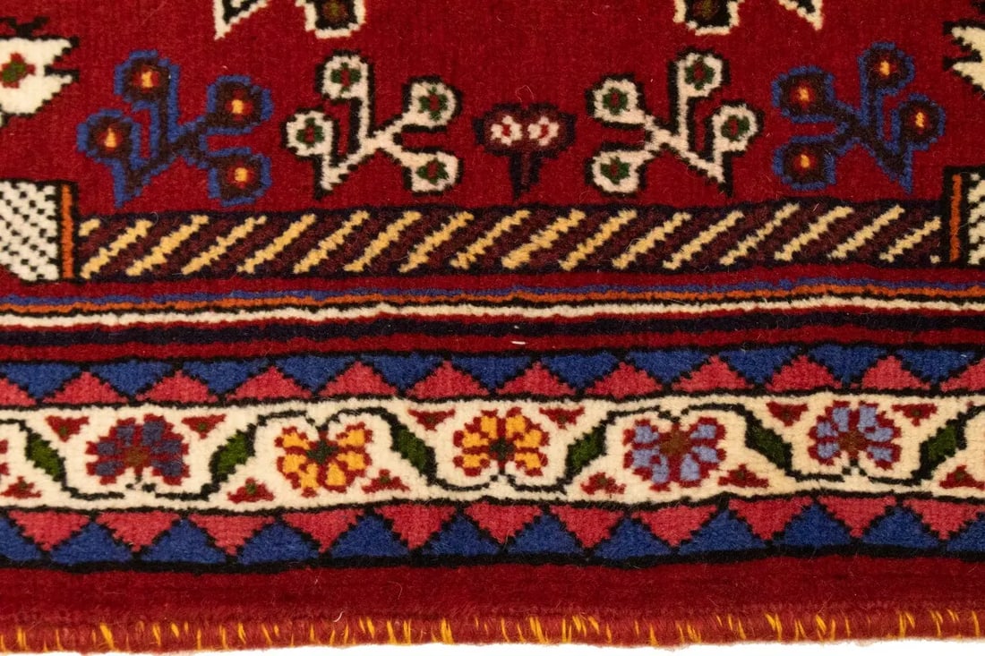 Red Tribal 3'5X5 Shiraz Persian Rug - 11
