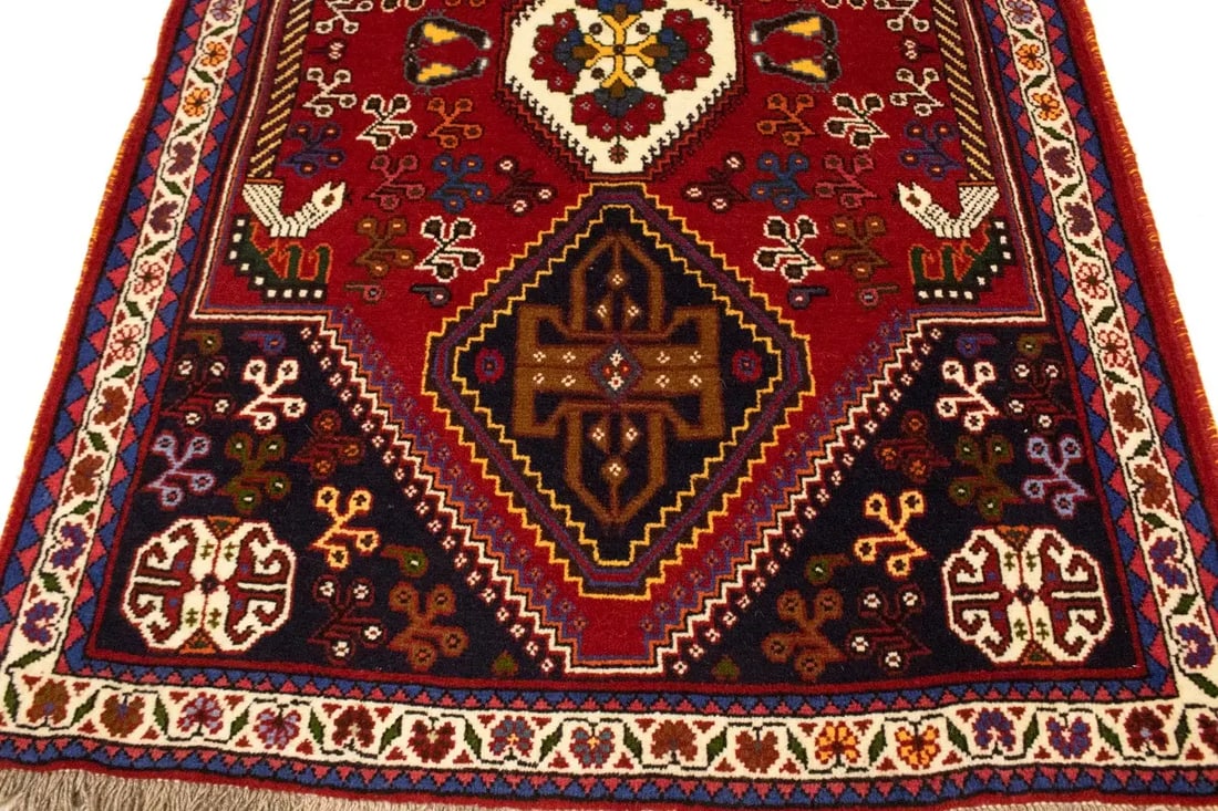 Red Tribal 3'5X5 Shiraz Persian Rug - 12