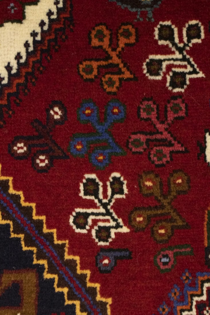 Red Tribal 3'5X5 Shiraz Persian Rug - 13