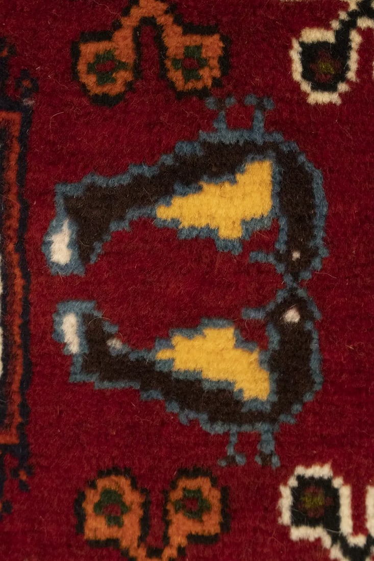 Red Tribal 3'5X5 Shiraz Persian Rug - 14