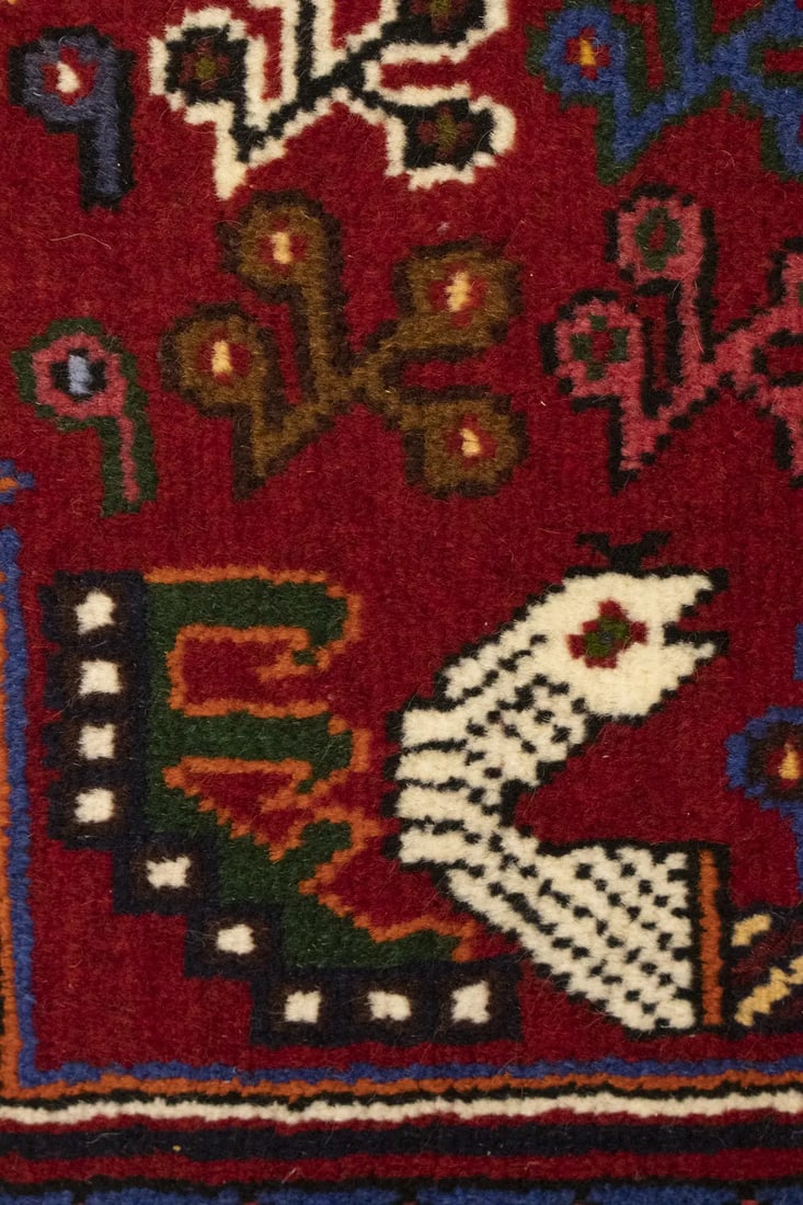 Red Tribal 3'5X5 Shiraz Persian Rug - 15