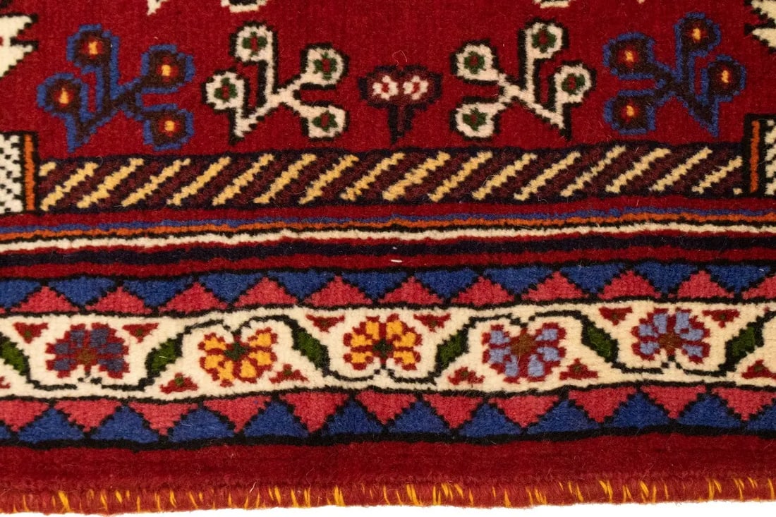 Red Tribal 3'5X5 Shiraz Persian Rug - 17