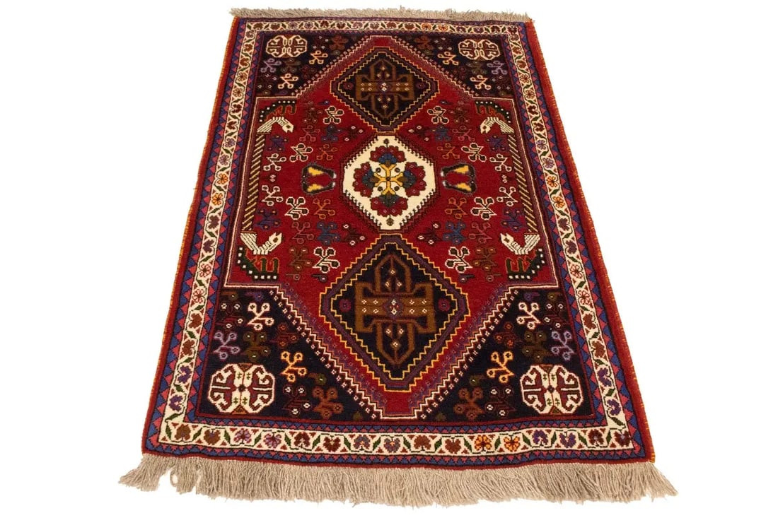 Red Tribal 3'5X5 Shiraz Persian Rug - 18