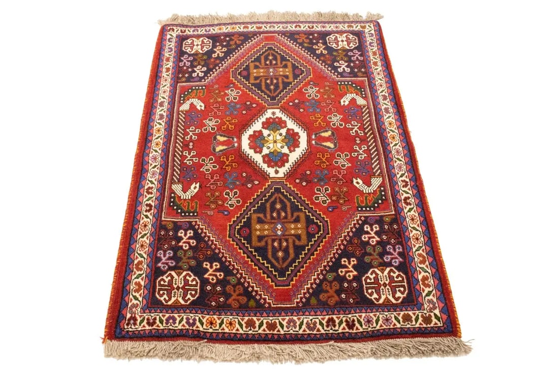 Red Tribal 3'5X5 Shiraz Persian Rug - 3