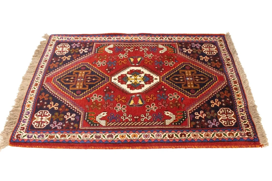 Red Tribal 3'5X5 Shiraz Persian Rug - 6