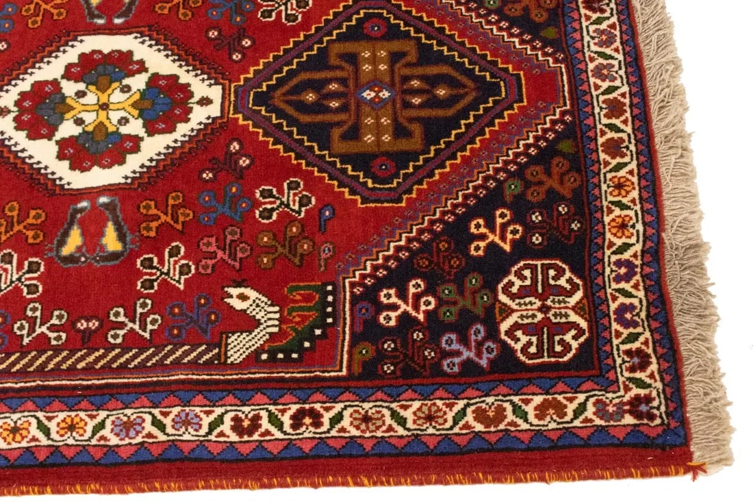 Red Tribal 3'5X5 Shiraz Persian Rug - 8