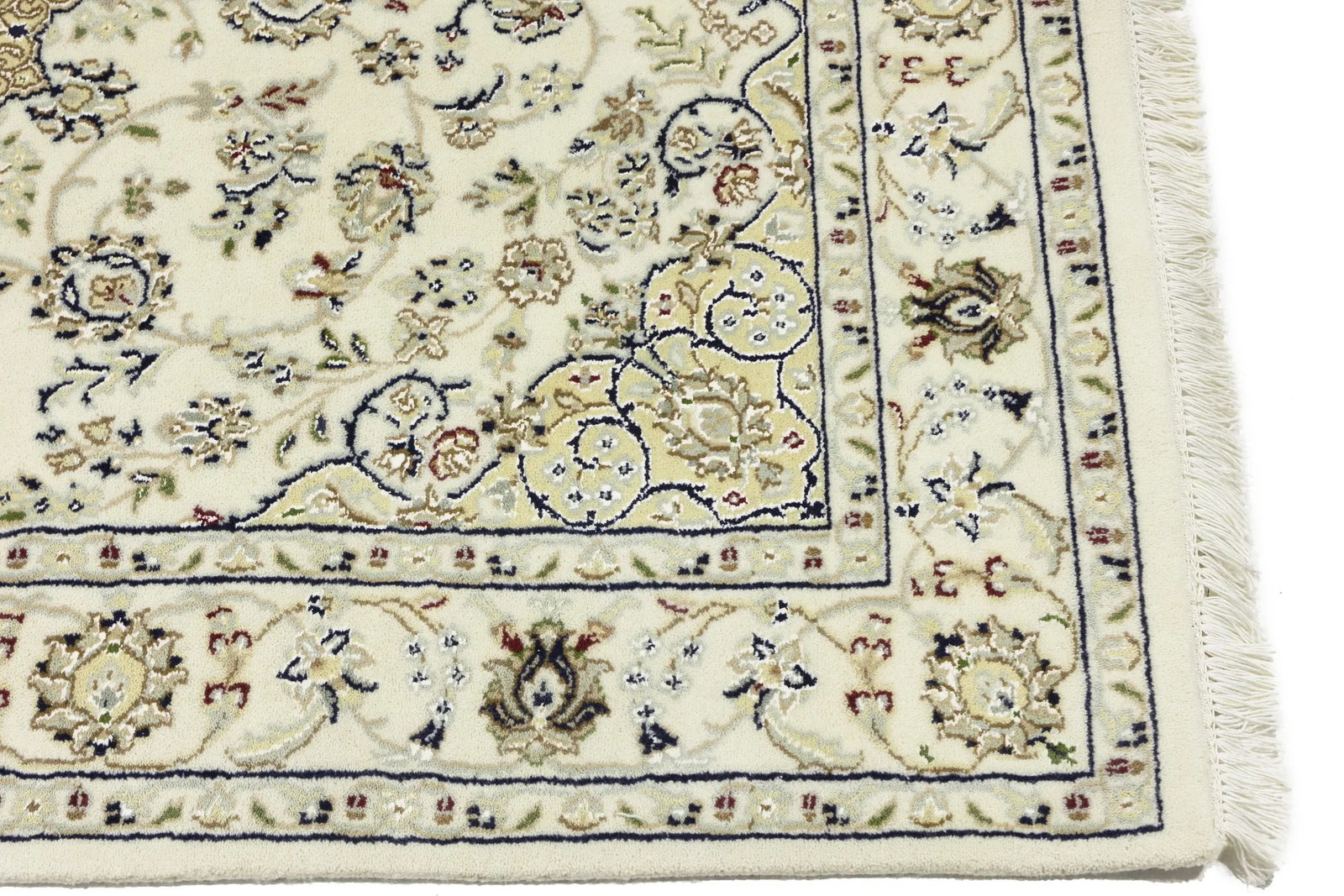 Cream Floral 4X6 Indo-Nain Oriental Rug - 13