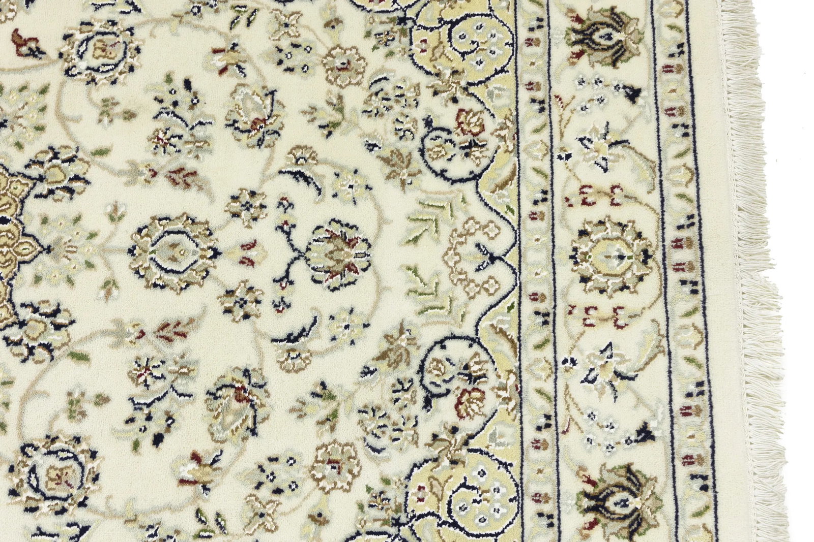 Cream Floral 4X6 Indo-Nain Oriental Rug - 14