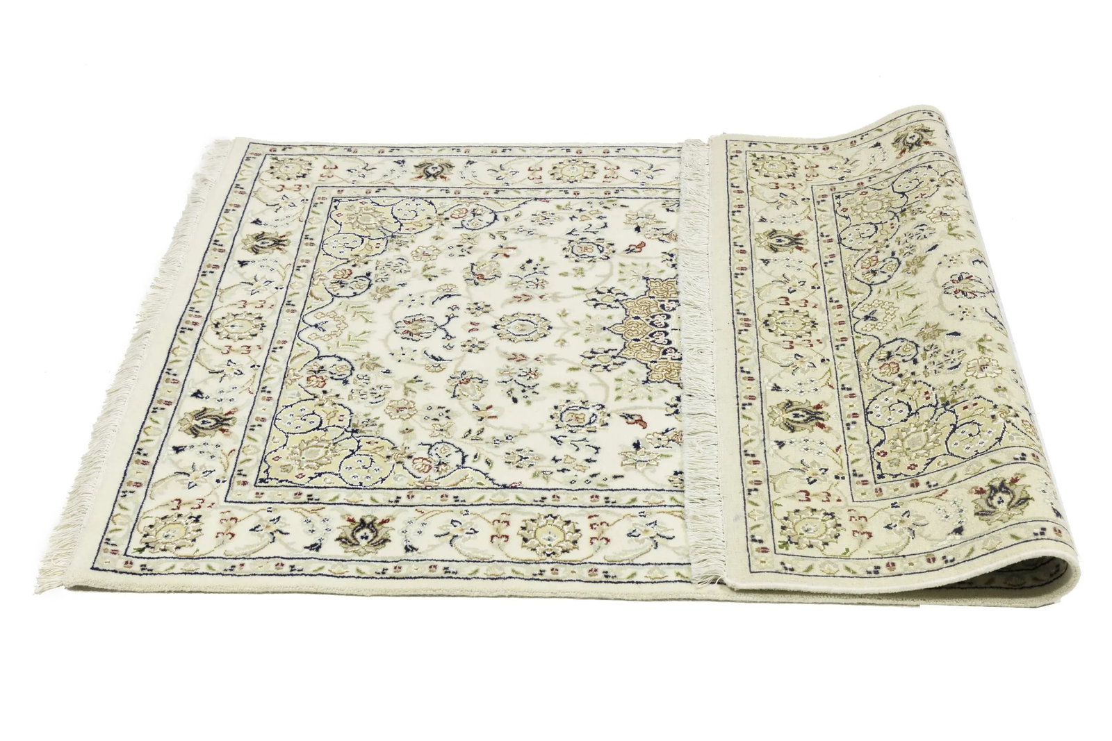 Cream Floral 4X6 Indo-Nain Oriental Rug - 17