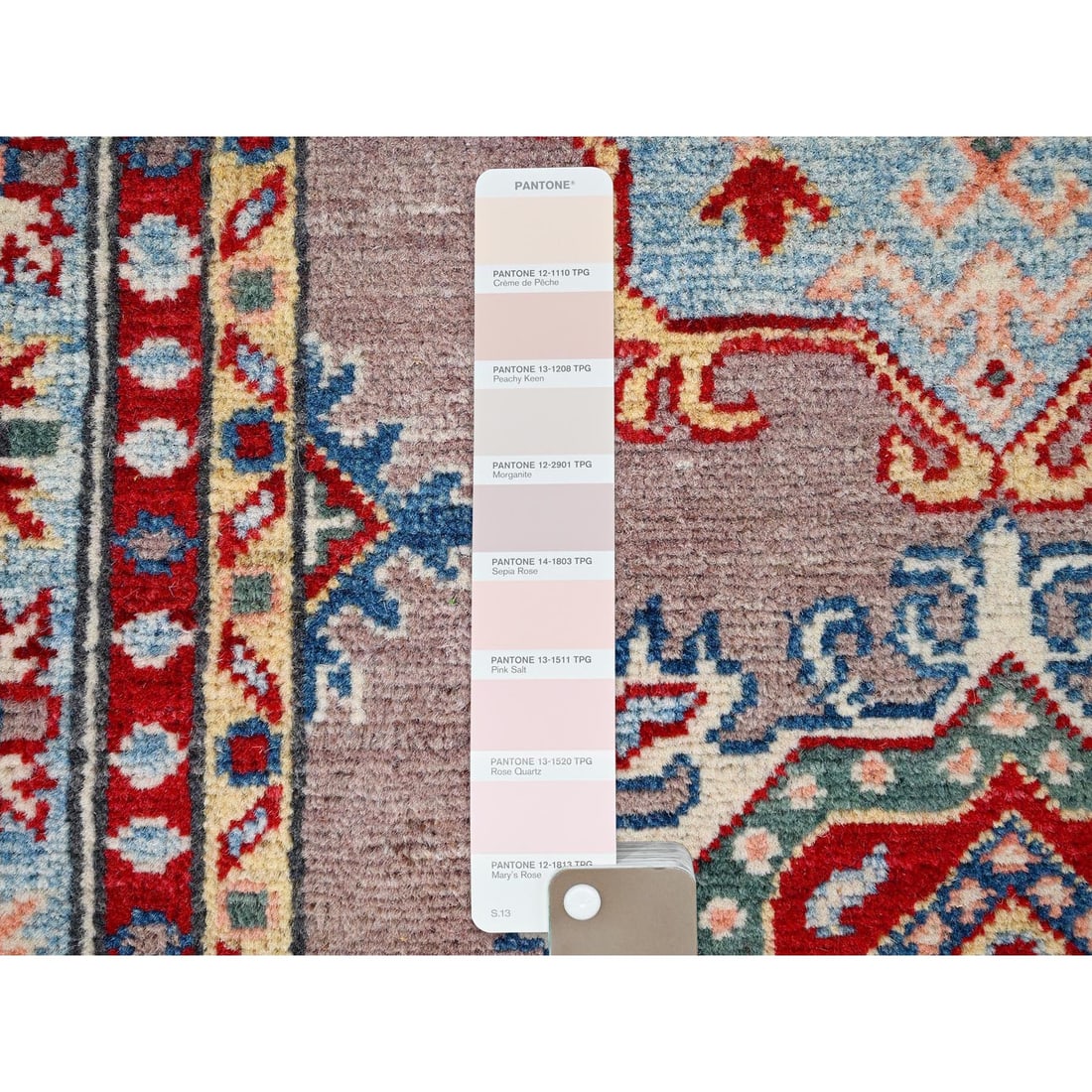 Gray Hand Knotted Densely Woven Kazak Runner Wool Oriental Rug - 4