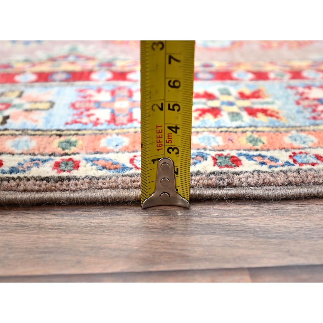 Gray Hand Knotted Densely Woven Kazak Runner Wool Oriental Rug - 6