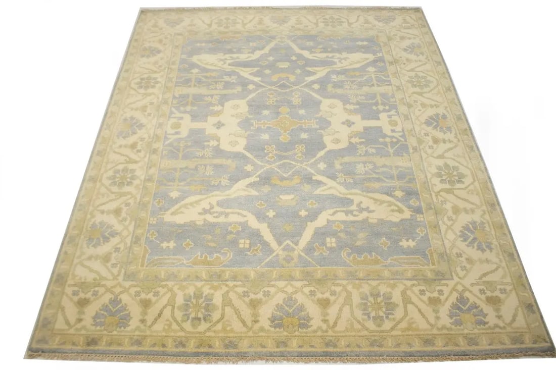 Gray Floral 8X10 Oushak Oriental Rug - 4