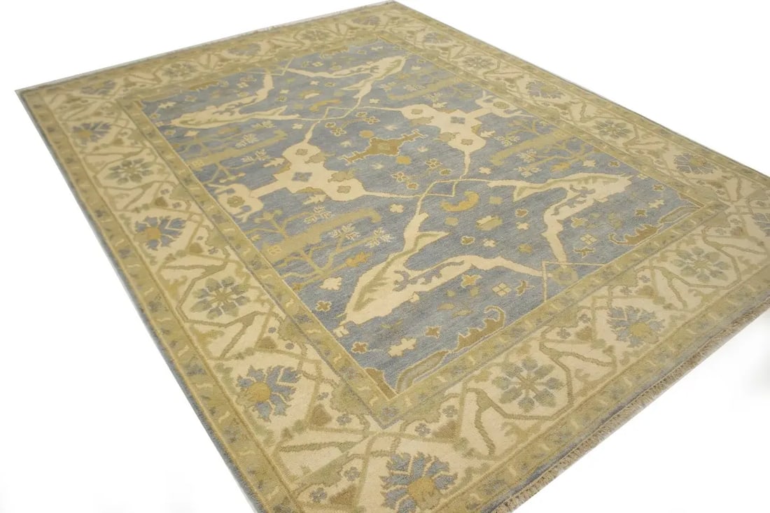 Gray Floral 8X10 Oushak Oriental Rug - 6