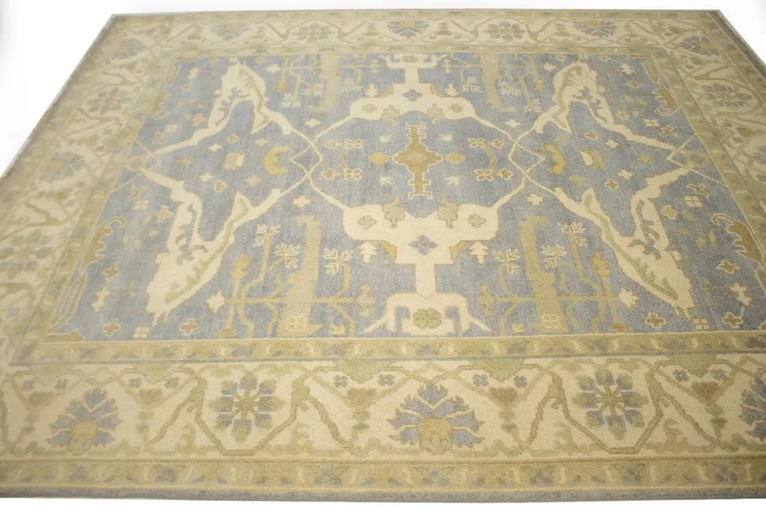 Gray Floral 8X10 Oushak Oriental Rug - 7