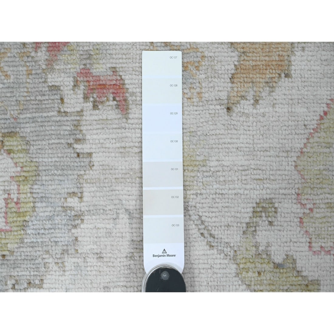 White Hand Knotted Afghan Angora Oushak Leaf Motif All Wool Runner Rug - 3