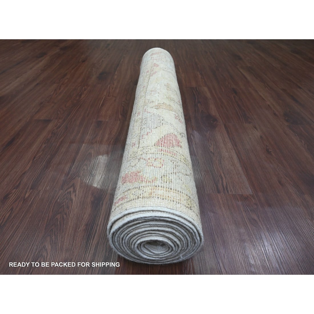 White Hand Knotted Afghan Angora Oushak Leaf Motif All Wool Runner Rug - 4