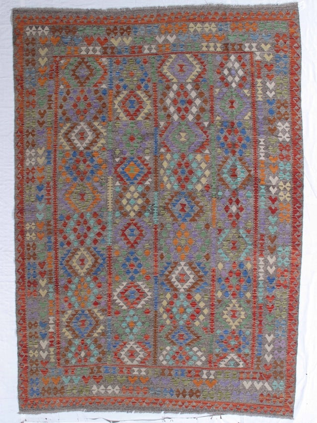 Kelim 8.1x11.3: Title:Kelim 8.1x11.3 Origin:Afghanistan Year:New Materials:wool Size:8.1x11.3 Description:Kelim Reserve: $550.00 Shipping: Domestic: Flat-rate of $90.00 to anywhere within the contiguous U.S.