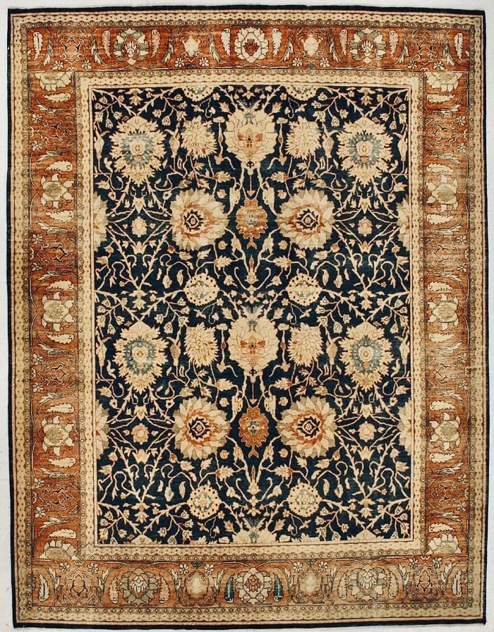 Hand Knotted Indo-Tabriz Black Oriental Area Rug Wool Carpet 12' x 18'1" - 6