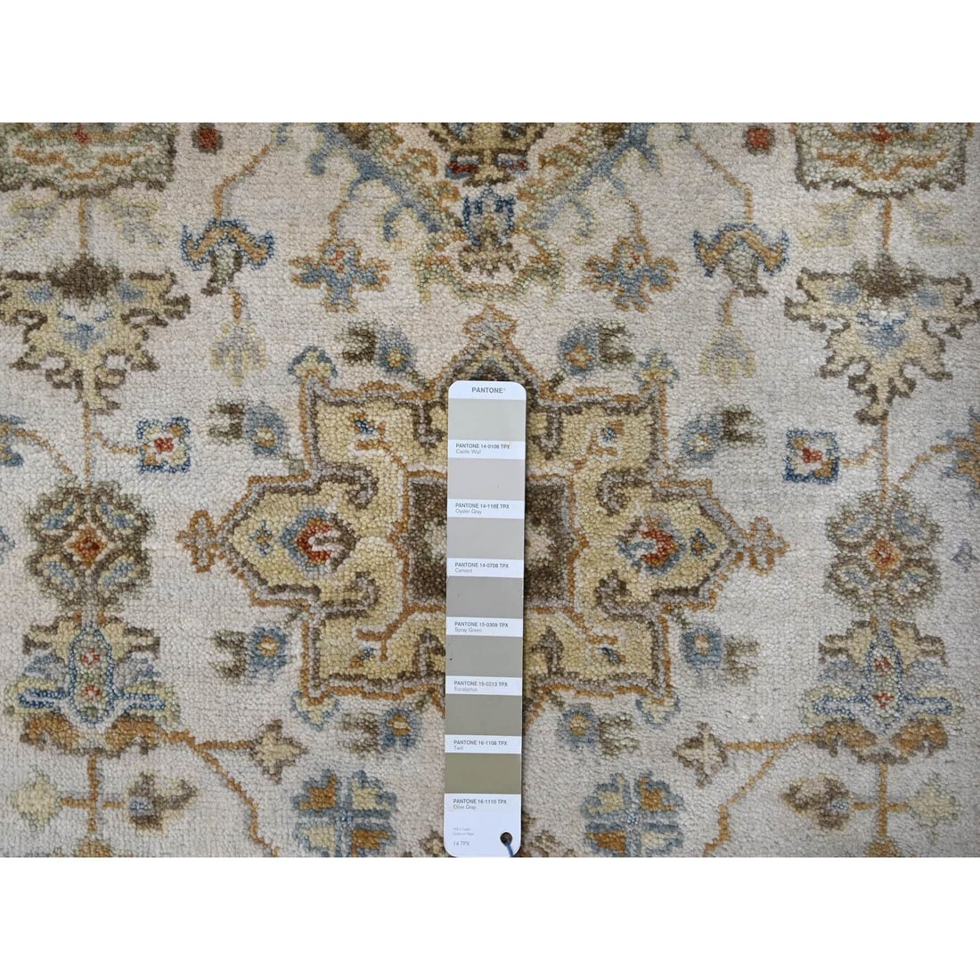 Ivory Shiny Wool Hand Knotted Karajeh Design XL Runner Oriental Rug - 4