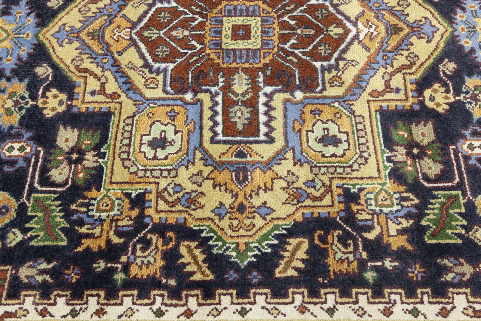 Dark Purple-navy Geometric 8X10 Heriz Serapi Oriental Rug - 11