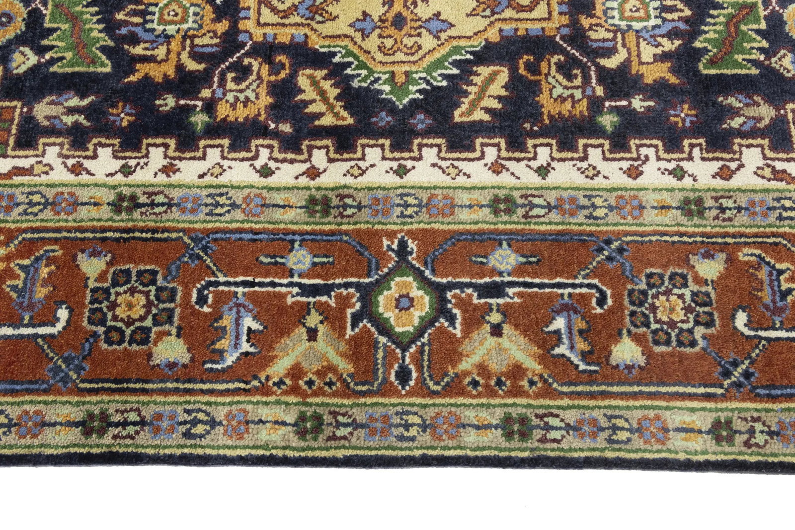 Dark Purple-navy Geometric 8X10 Heriz Serapi Oriental Rug - 12