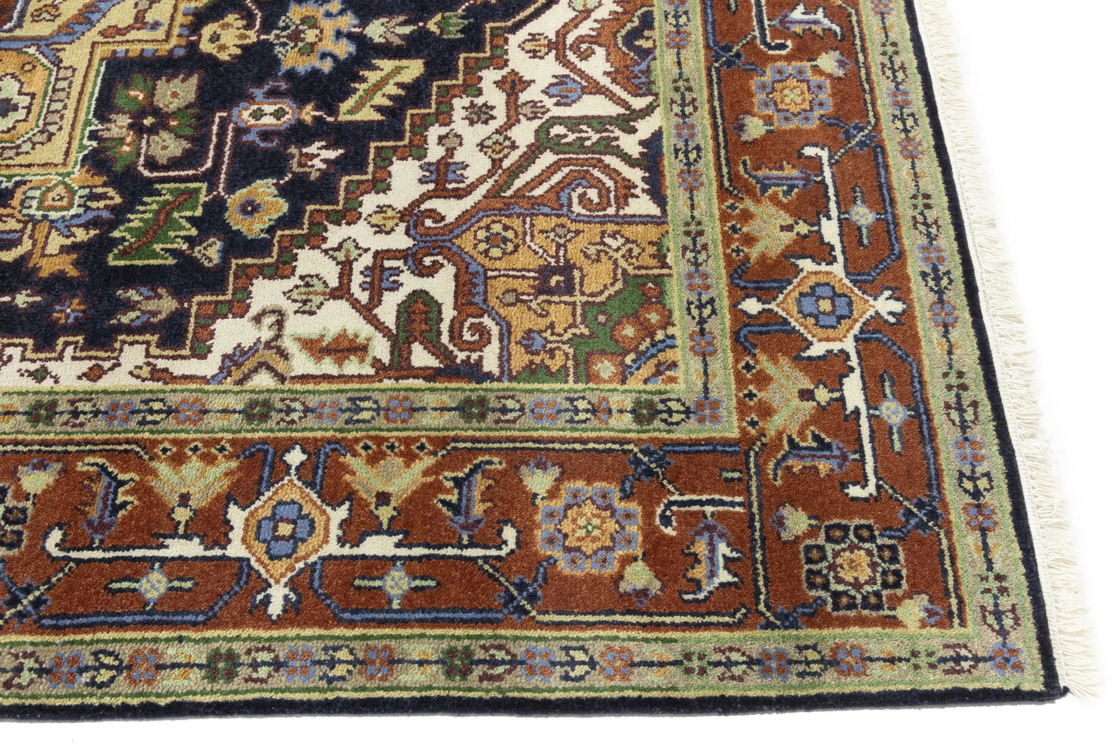 Dark Purple-navy Geometric 8X10 Heriz Serapi Oriental Rug - 13