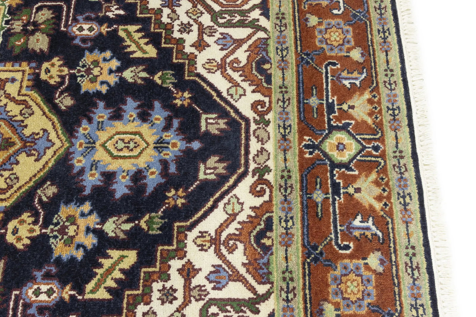 Dark Purple-navy Geometric 8X10 Heriz Serapi Oriental Rug - 14