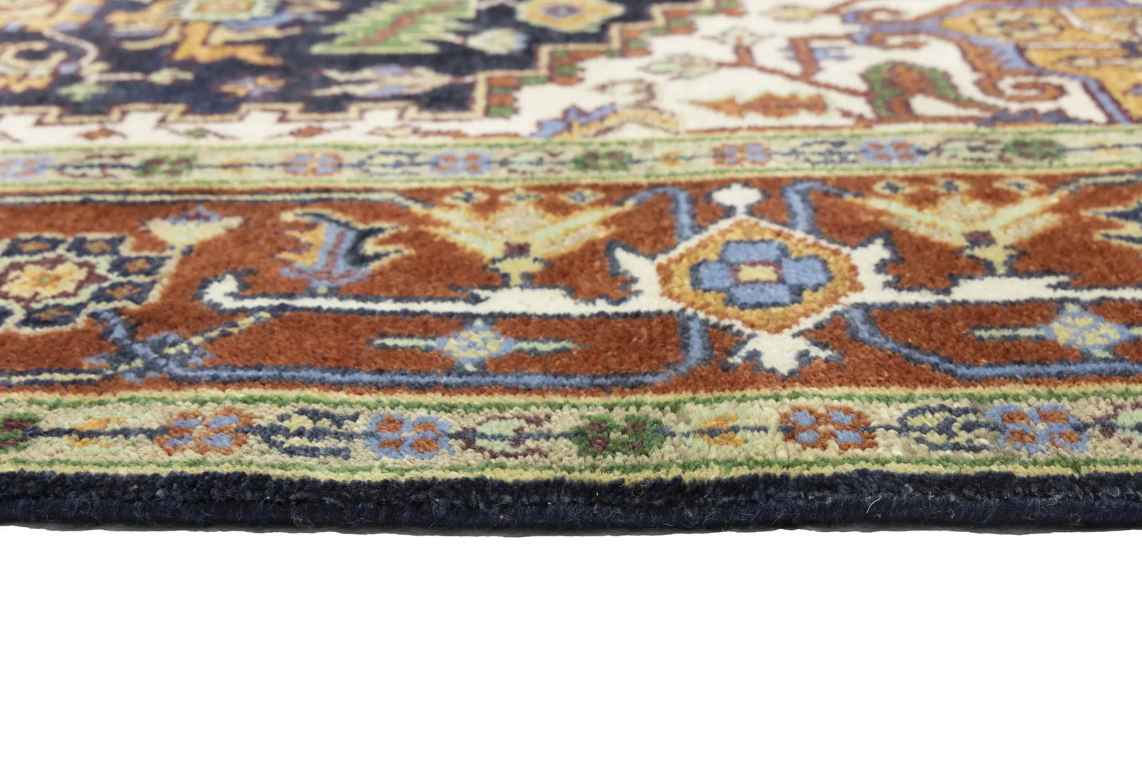 Dark Purple-navy Geometric 8X10 Heriz Serapi Oriental Rug - 16