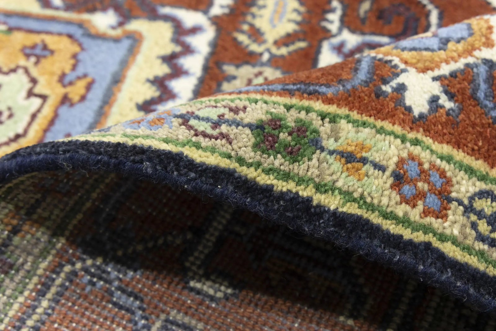 Dark Purple-navy Geometric 8X10 Heriz Serapi Oriental Rug - 18