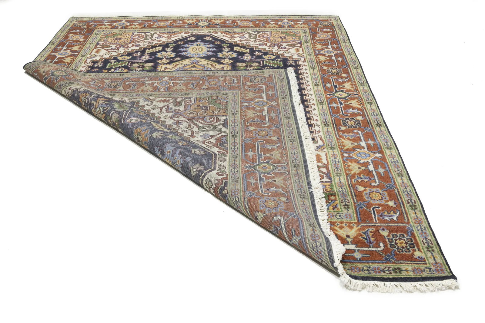 Dark Purple-navy Geometric 8X10 Heriz Serapi Oriental Rug - 19
