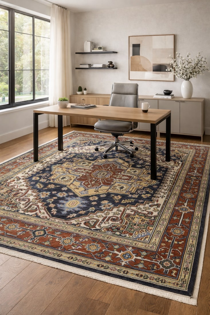 Dark Purple-navy Geometric 8X10 Heriz Serapi Oriental Rug - 2