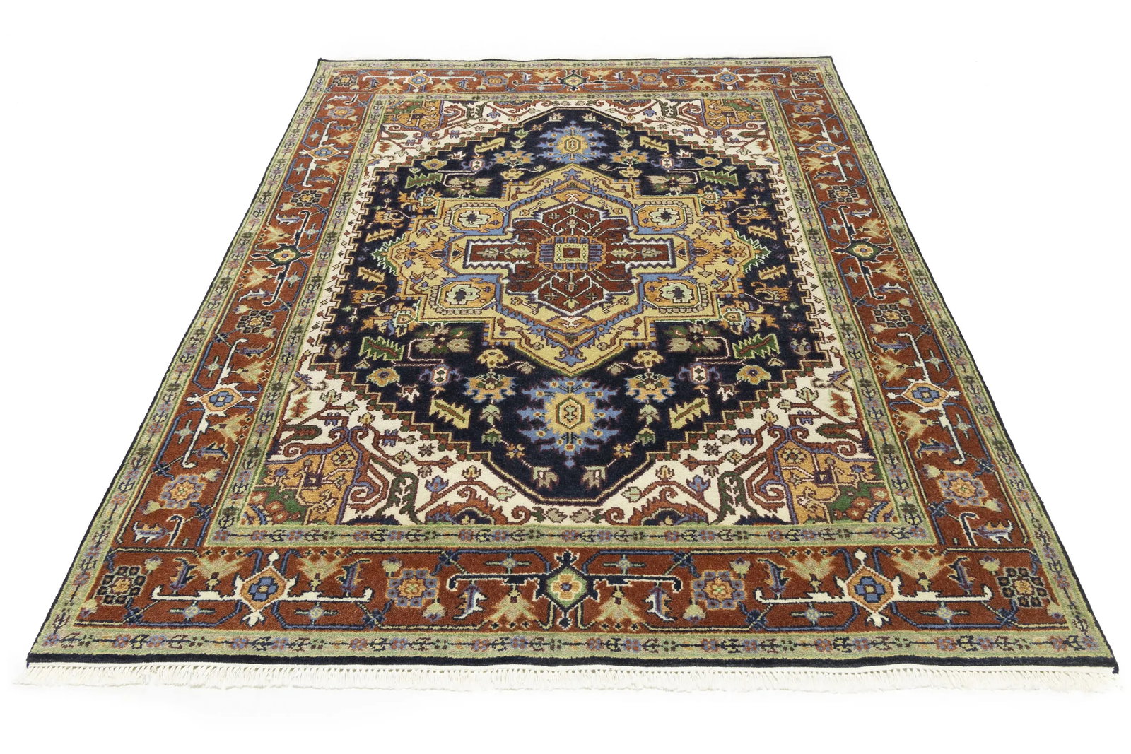 Dark Purple-navy Geometric 8X10 Heriz Serapi Oriental Rug - 3