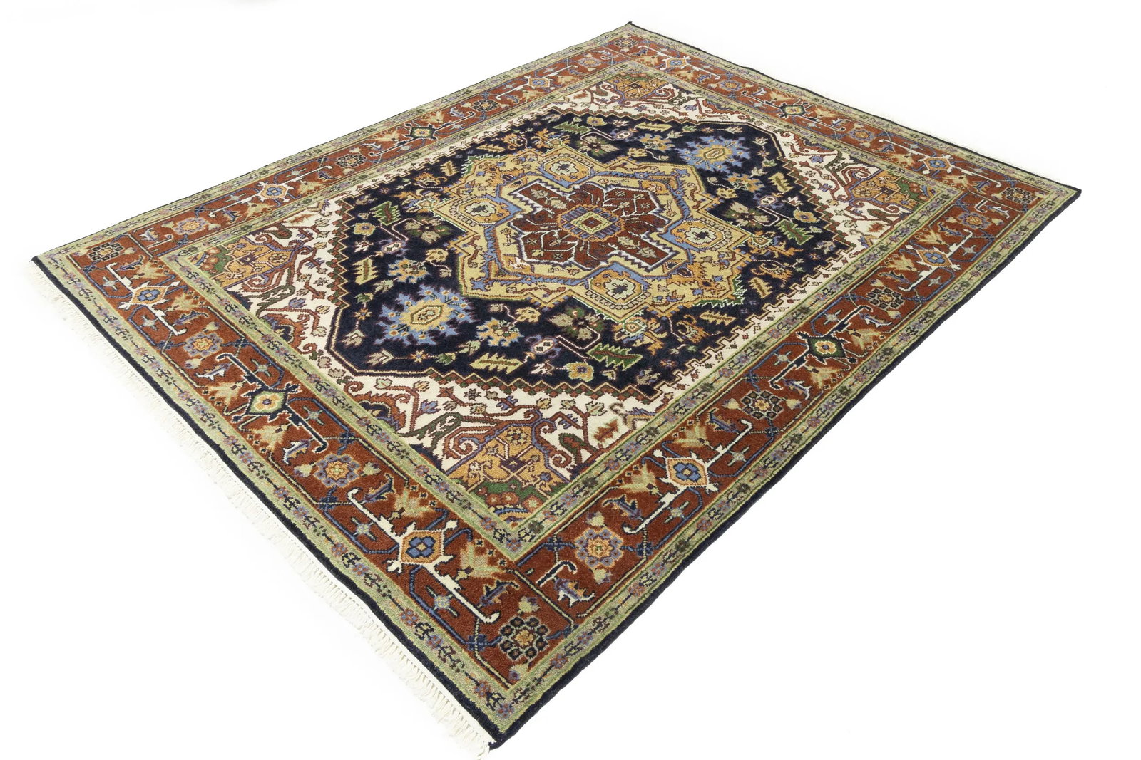Dark Purple-navy Geometric 8X10 Heriz Serapi Oriental Rug - 4