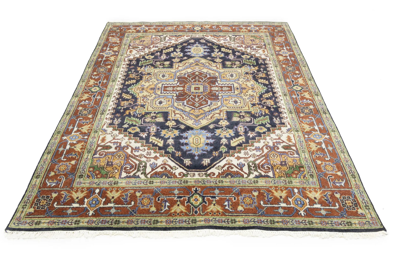 Dark Purple-navy Geometric 8X10 Heriz Serapi Oriental Rug - 5
