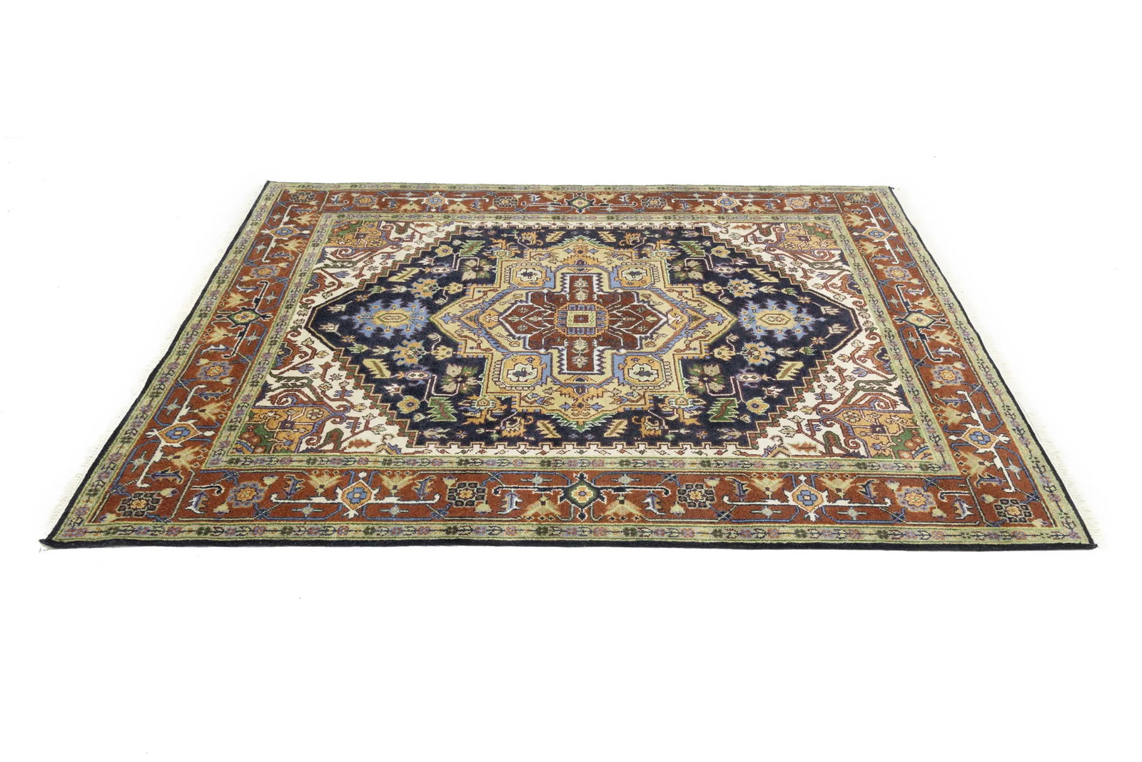 Dark Purple-navy Geometric 8X10 Heriz Serapi Oriental Rug - 7