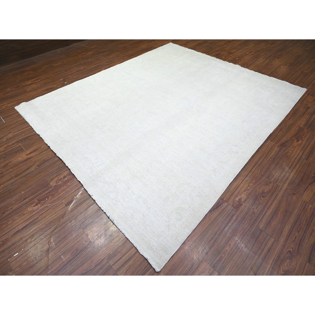 Pastel Gray Hand Knotted Washed Out Peshawar Wool Oriental Rug - 4