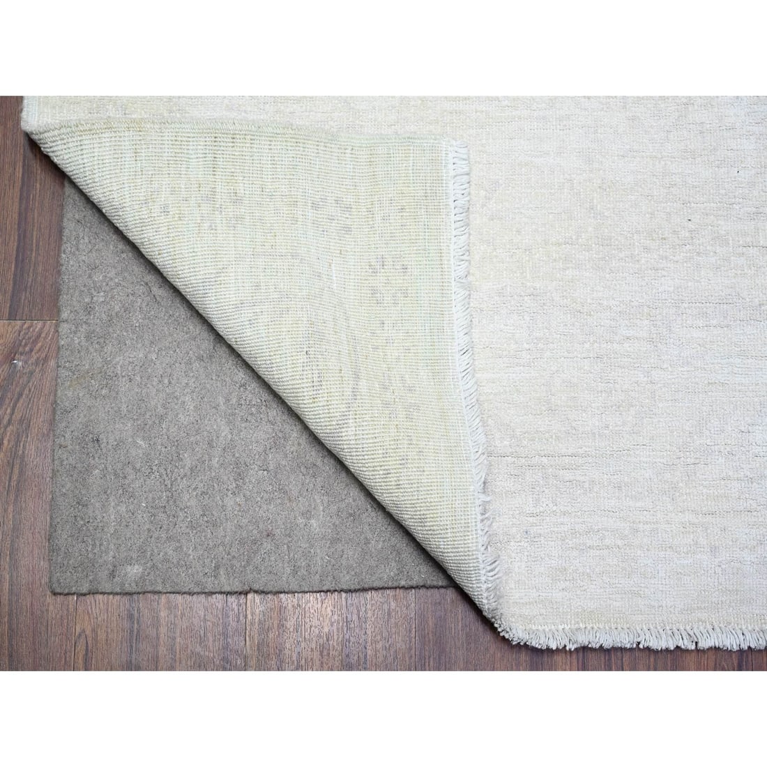 Pastel Gray Hand Knotted Washed Out Peshawar Wool Oriental Rug - 5