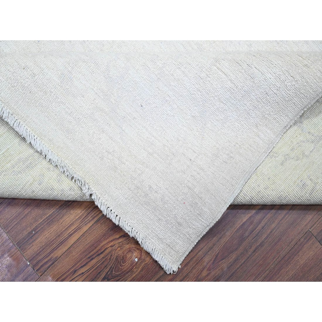 Pastel Gray Hand Knotted Washed Out Peshawar Wool Oriental Rug - 7